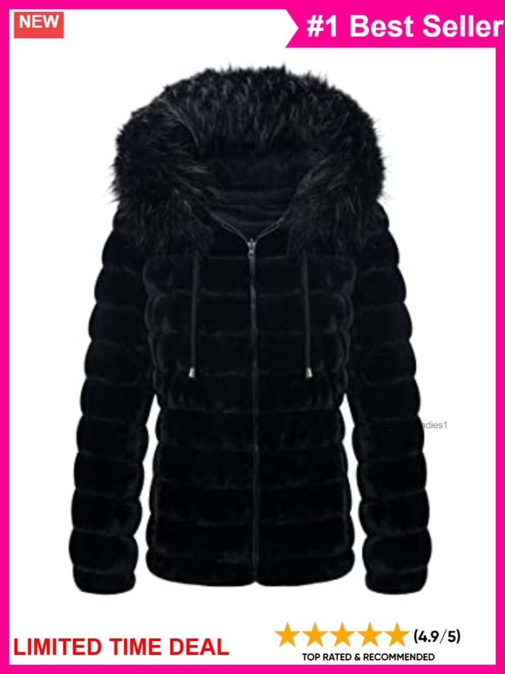 Reversible Puffer Faux Fur Winter Jacket Hooded